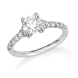 3/4 ct. Round Diamond Solitaire Engagement Ring in 14k White Gold - Free Resize
