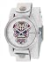 Nemesis #WGB925S Women's White Wide Leather Band With Tatto Skull Watch