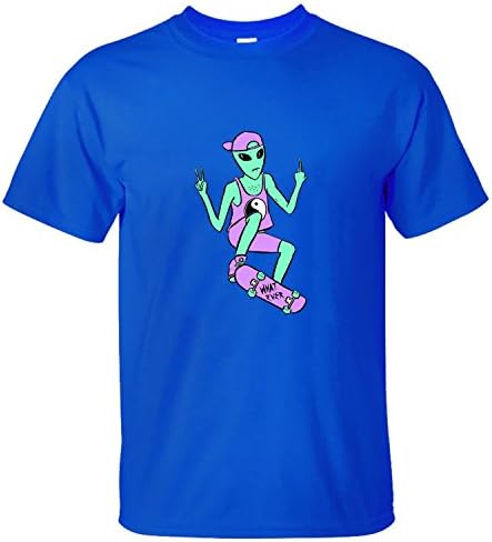 TKAT Men's Alien Peace skateboard T Shirt blue M