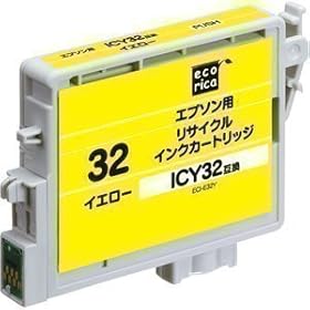 【クリックで詳細表示】エコリカ リサイクルインクカートリッジ EPSON ICY32互換インク イエロー ECI-E32Y