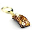 Handmade Square Shaped Murano Glass Keyring- Alexander Gold Style 1