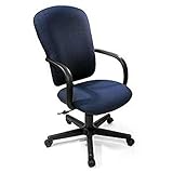 Perch Office Chair - High Back with Loop Armrests - Indigo Fabric - Soft Fl ....