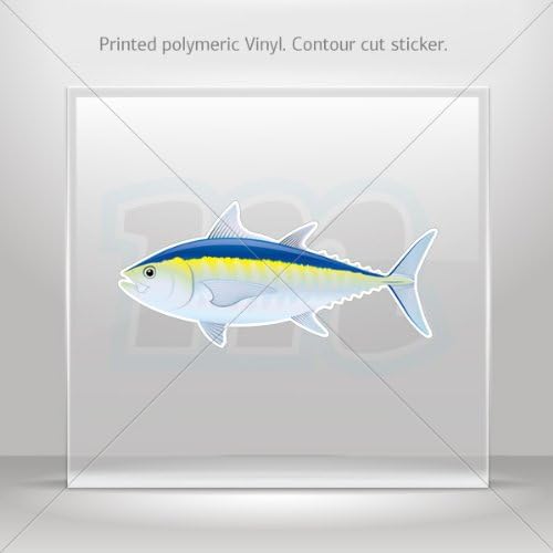Decals Stickers Blue fin Tuna (Thunnus thynnus) Vehicle Garage door 6 X 2.8 Inches Vinyl color print 0600 XRZK5