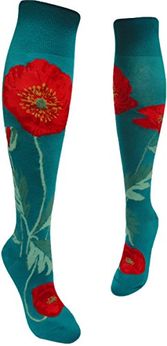 ModSock Womens Bold Poppies Knee Socks 6-10 Lake
