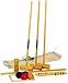 19 PIECE WOODEN GARDEN CROQUET SET CLUBS BALLS HOOPS