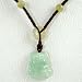 Jade Laughing Buddha Necklace on Brown Cord adjustable from 14