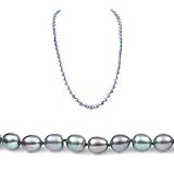 AugustinaJewelry Single Strand 22 Inch 6-7mm Black Oval Shape Freshwater Cultured Pearl Necklace