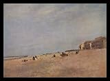 David Cox d. &Atilde;�. (The beach at Rhyl) Gold Wood-Mounted Art Poster Print - 13" X 19"