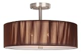 Eurofase 17672-023 Yorkton 2 Light Semi-Flushmount, Satin Nickel/Brown Silk