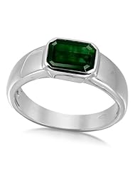 1.55 ct Green Tourmaline & 18K White Gold Emerald Ring