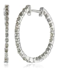 10k White Gold Diamond Hoop Earrings (1/4 cttw, J Color, I2-I3 Clarity)