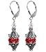 Cute Antique Style Elegant Red Swarovski Crystal Sterling Silver Leverback 2" Long Dangle Earrings