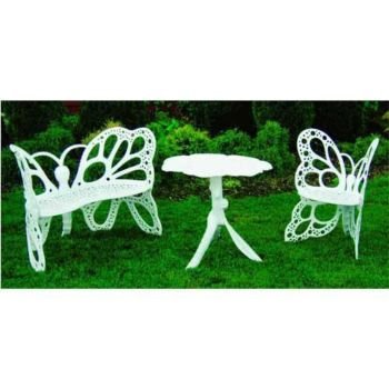 Flower House FHBFSET3W Butterfly Garden Set, White