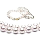 AugustinaJewelry AAA Quality 17-18 Inch AugustinaJewelry Double Strand Round 6.5-7mm White Akoya SaltWater Cultured Pearl Necklace