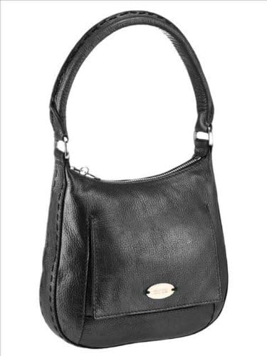 Scully Glazed Calf Leather Handbag H872, Black