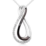 10k White Gold and Black Rhodium Diamond Twist Pendant (1/4 cttw, I-J Color, I3 Clarity)