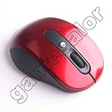 IMAGE OF Red 2.4G Wireless Optical Mouse Set with Dpi Switch Red up to 30 Feet w/Nano receiver (800-1201 DPI)