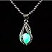 Teardrop Blue Glow in the Dark Necklace Jewelry Pendant Steampunk Fairy Magical