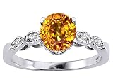 1.31 cttw Genuine Citrine Solitaire Engagement Ring - 14kt White Gold