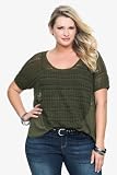 Torrid Plus Size Olive Chiffon Back Short Sleeve Sweater
