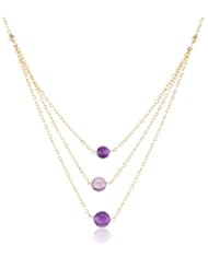 Smooth Gemstone, Gold Bead over Sterling Silver Multi-Layer Chain Necklace, 16"+2" Extender