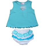 Frillys Set of Tank Top and Bloomers for Baby Girls. Turquoise.