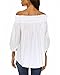 ZANZEA Womens Off Shoulder Summer Blouse Tunic Tops 3/4 Long Sleeve Tie Knot Ladies T-Shirts 01-White X-Large