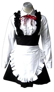 TOMSUIT Black Womens French Maid Cosplay Costume Dress Set, XXXL, Black