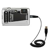 Coiled USB Cable for the Olympus Stylus TOUGH 8010 with Power Hot Sync and Charge capabilities - uses Gomadic TipExchange Technology