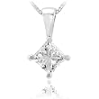 1/2 carat Princess Cut Diamond Solitaire Pendant in White Gold (HI/SI)