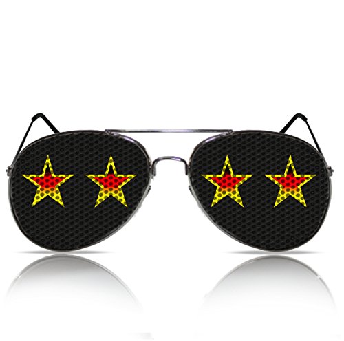 Deutschland Fan Brille WM Motiv “4 Sterne schwarz rot gold” Deutschland Trikot Zubehör Fanbrille Deutschland Flagge Party Sonnen Brille mit Motiv (PILOT)