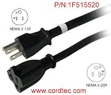 read full review Conntek 1F515520 1-Foot 15-Amp to 20-Amp Power Adapter Cord NEMA 5-15P to 5-15/20R 1F515520