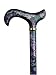 Walking stick- Purple pansie floral. This walking cane has a derby handle with matching print high gloss hardwood shaft. This Walking aid has a weight capacity of 250 pounds and 36 inches long.