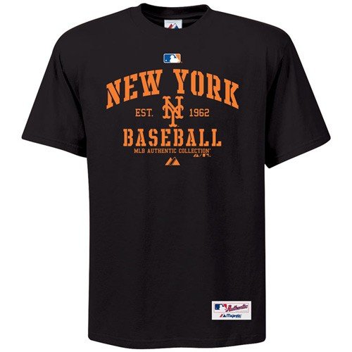 MLB New York Mets Adult Short Sleeve Basic Crew Neck Tee (Pro Black, Xx-Large)