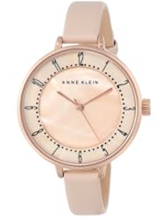 Anne Klein Womens AK/1406RGLP Rose Gold-Tone Easy-to-Read Dial Blush Pink Leather Strap Watch