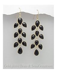 Onyx Earrings In Brass