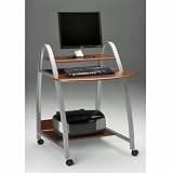 Mobile Arch Computer Cart Medium Cherry Finish