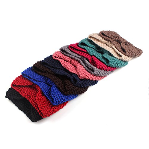 Womens Crochet Bow Knitted Headband Ear Warmer Hair Muffs Band Headwrap