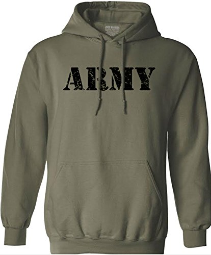 Joe's USA(tm) Vintage Army Logo - Green Hooded Sweatshirt-L