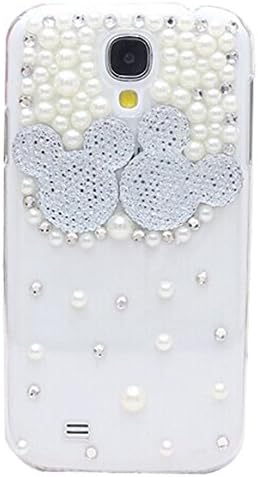 Cucase(tm) 3d Clear Crystal Bling Case Cover with Rhinestone the Hand of white Mickey Minnie Mouse for Samsung Galaxy S4 I9500 Case
