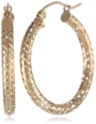 Duragold 14k Yellow Gold Glitter Hoop Earrings