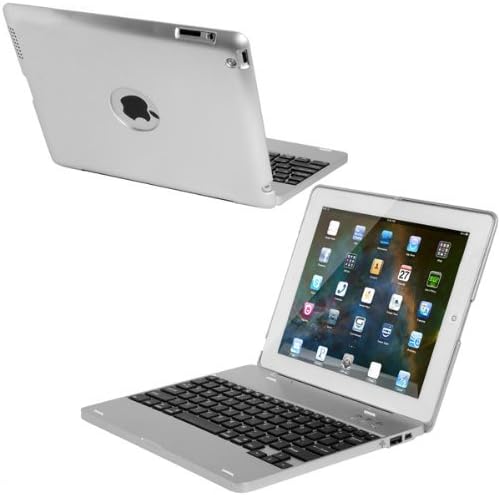 BoxCave iPad 4 Bluetooth Keyboard Cover Case for Apple iPad 2, iPad 3, iPad 4, New iPad (SILVER)