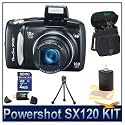 Canon Powershot SX120IS Digital Camera Bundle w/ 4GB SD Memory, Card Reader, Case, Tripod and Lens Cleaning Kit