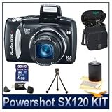 Canon Powershot SX120IS Digital Camera Bundle w/ 4GB SD Memory, Card Reader, Case, Tripod and Lens Cleaning Kit ~ Canon