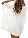 Queenmore Women&Acute's V Neck Plus Size Bikini Cover Ups with Sleeve Beach Dress White