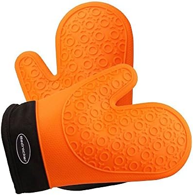 Bedrocker® Silicone Oven Mitt, Heat Resistant Potholder Gloves for Cooking &amp; Bakery,1 Pair , Orange