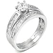 Sterling Silver Cubic Zirconia CZ Wedding Engagement Ring Set