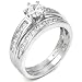 Sterling Silver Cubic Zirconia CZ Wedding Engagement Ring Set