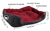 12697 Tierbett Burgunder ca. 82x70x20cm mit Innenkissen + Schmusekissen + Pipi-Schutz-Unterlage