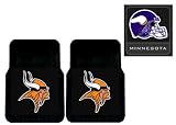 3-Piece Minnesota Vikings Automotive Interior Gift Set - A Set of 2 NFL Licensed Universal-Fit Molded Front Rubber Floor Mats and One Official NFL Licensed Team Helmet Logo Air Freshener Pine Forest Scent